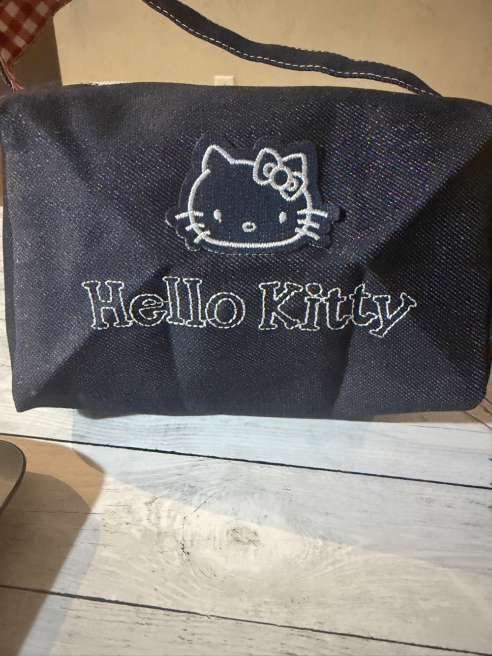 Hello Kitty Navy and White Embroidered Shoulder Bag